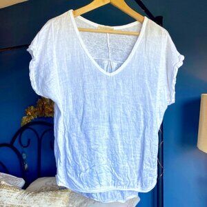 100% Linen White T Shirt